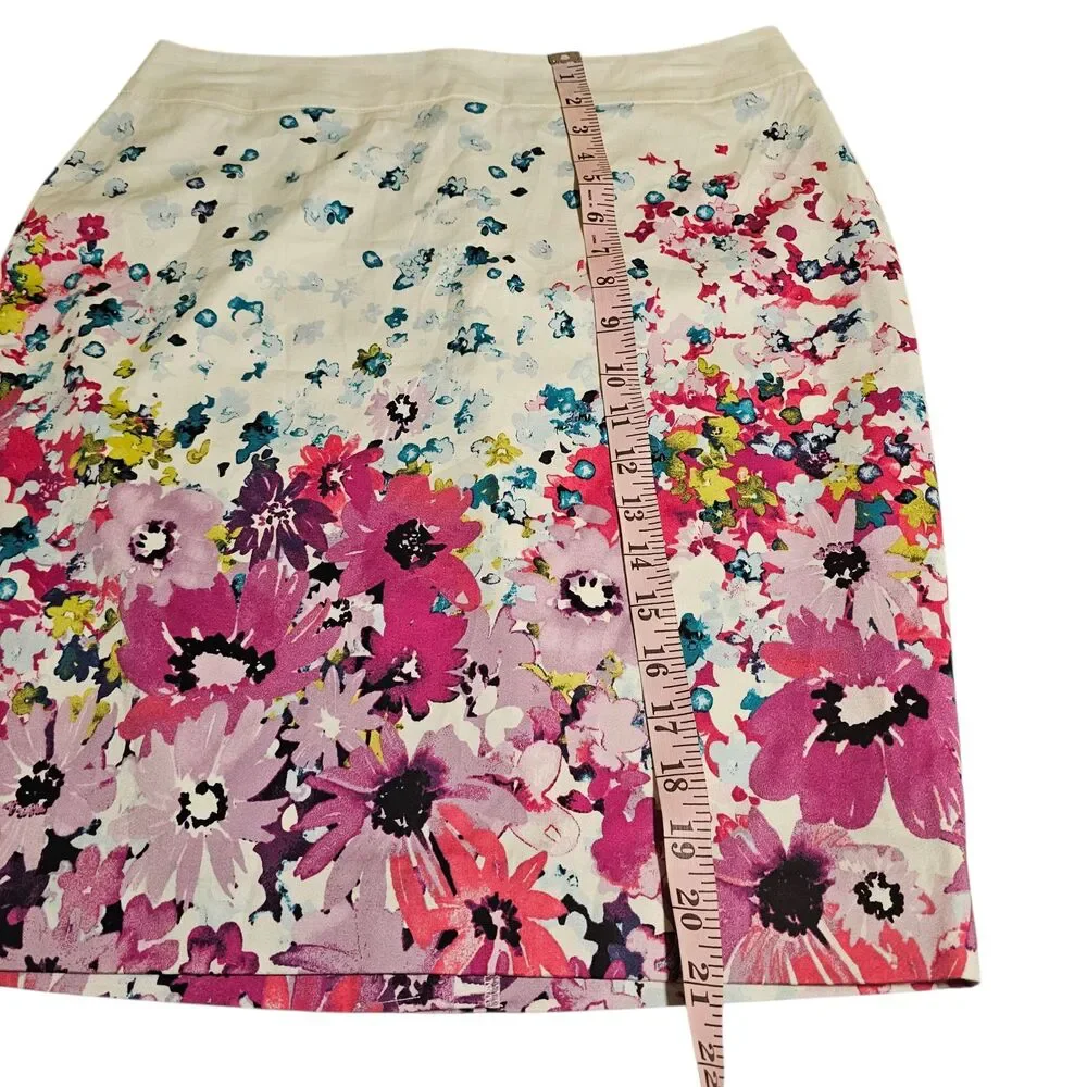 NWT Ann Taylor Skirt Women’s 8 Multicolor Floral Print Midi Work Casual